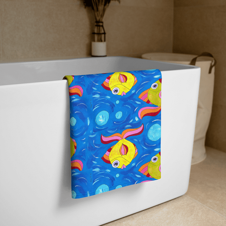 Fish style (art by Dina R.) acrylic painting picture - Towel product image (2)