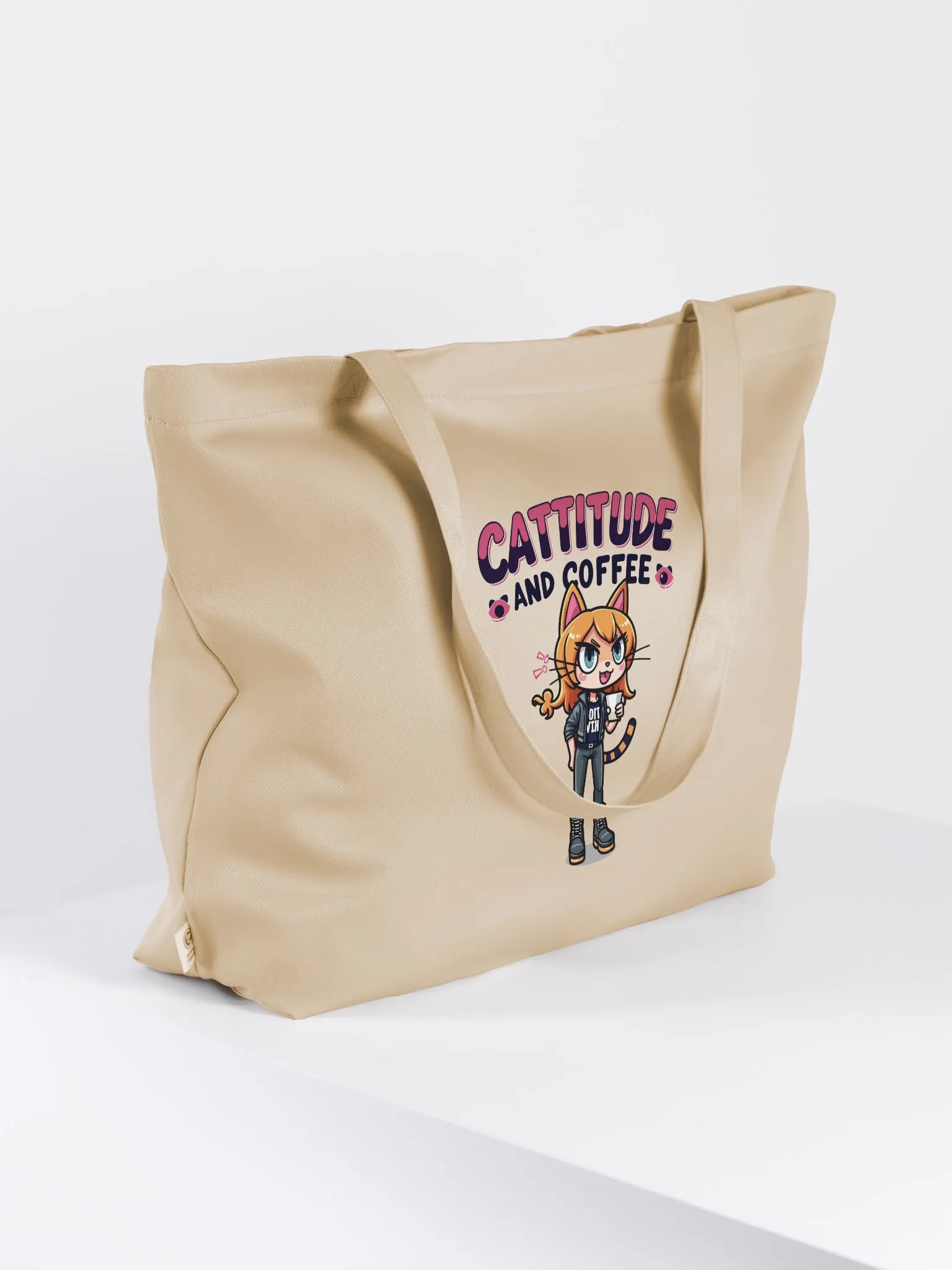 Cattitude and Coffee Organic Tote Bag product image (4)