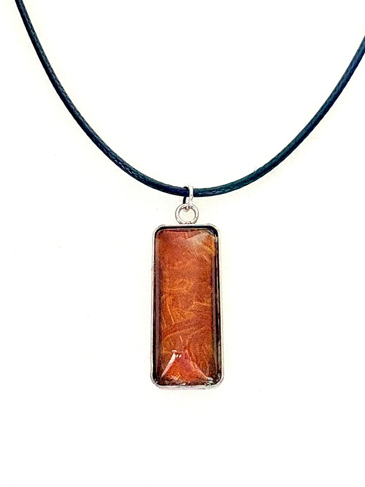 Electric Tide Pendant Necklace | Amber Orange Tangerine | Rectangle Cabochon | Monique Faella Designs™ | MFD-00154 product image (1)