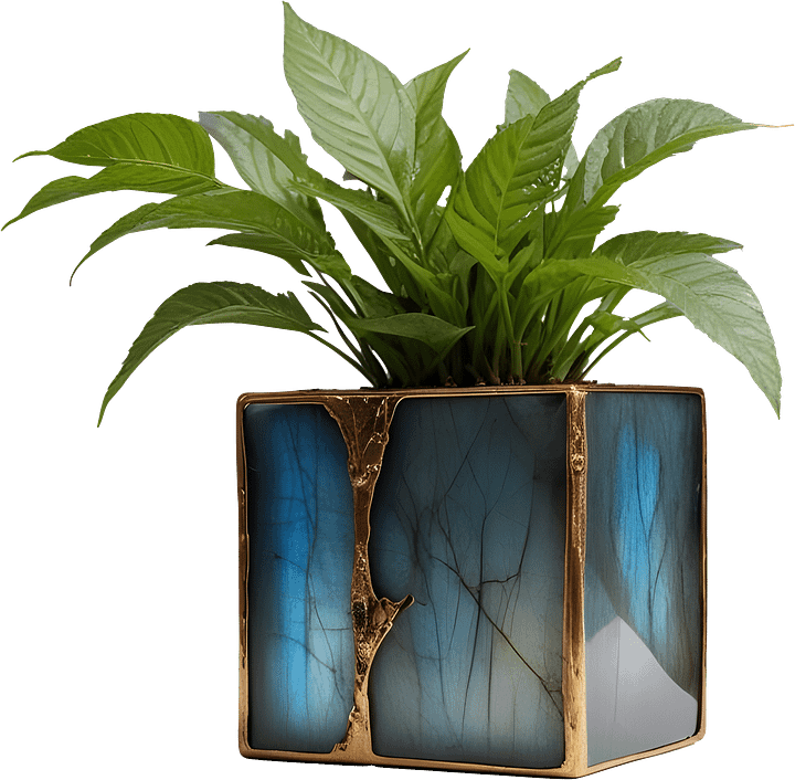 Stellar Luxe – Labradorite and Gold Planter PNG product image (1)