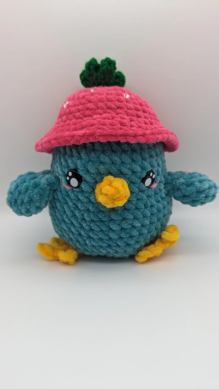 Blue Chick Wearing a Strawberry Hat product image (1)