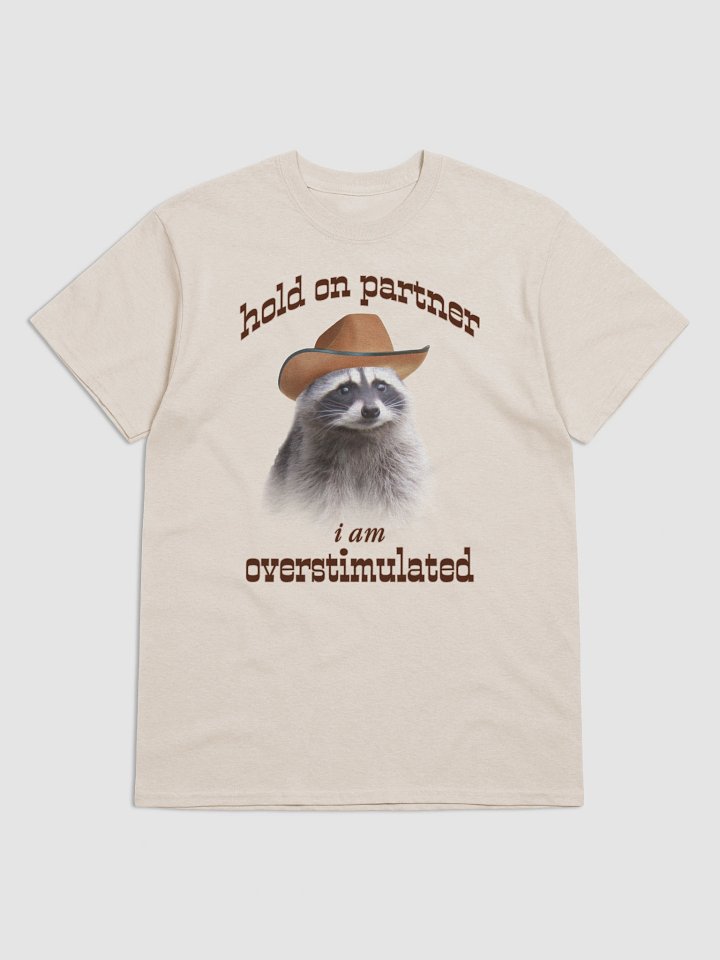 Hold On Partner I'm Overstimulated - Raccoon T-shirt product image (97)