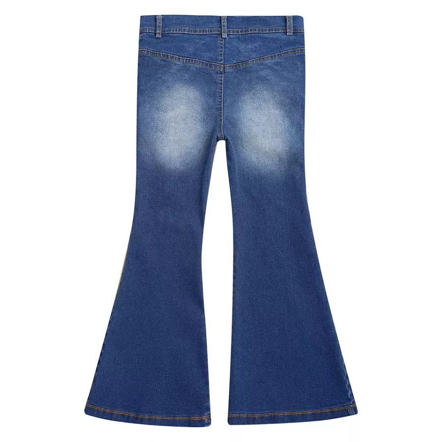 Teens Girls Flared Jeans Denim Elastic Waist Flare Leg Baggy Pants Jeans Pants product image (5)