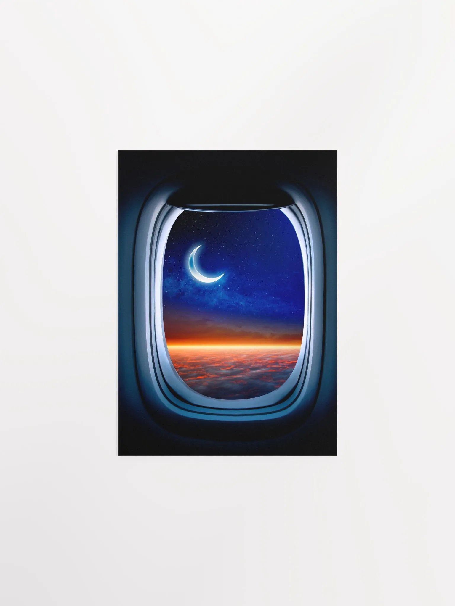 Airplane porthole/window and Moon — Photo paper glossy poster. Space poster, space print, travel gift product image (6)