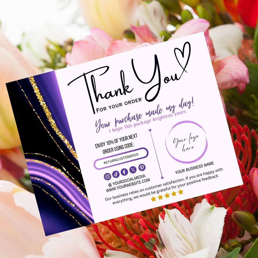 Amethyst - Thank You Card Template product image (4)