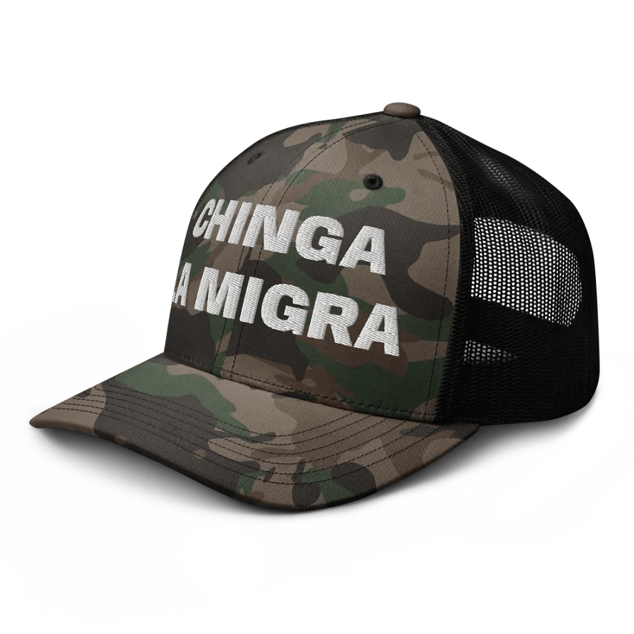 Chinga La Migra Hat - Embroidered Camouflage Trucker Cap product image (4)