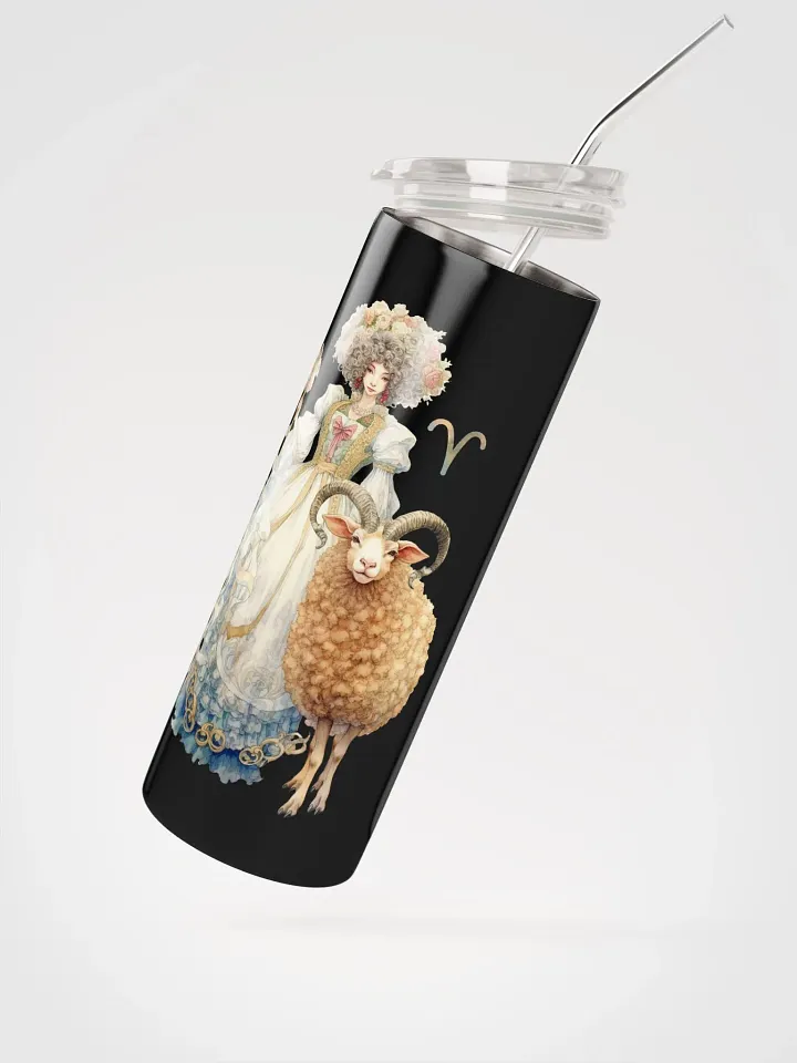 Aries Woman Illustrated Zodiac Stainless Steel Tumbler - Sip in Celestial Style! ♈ product image (2)