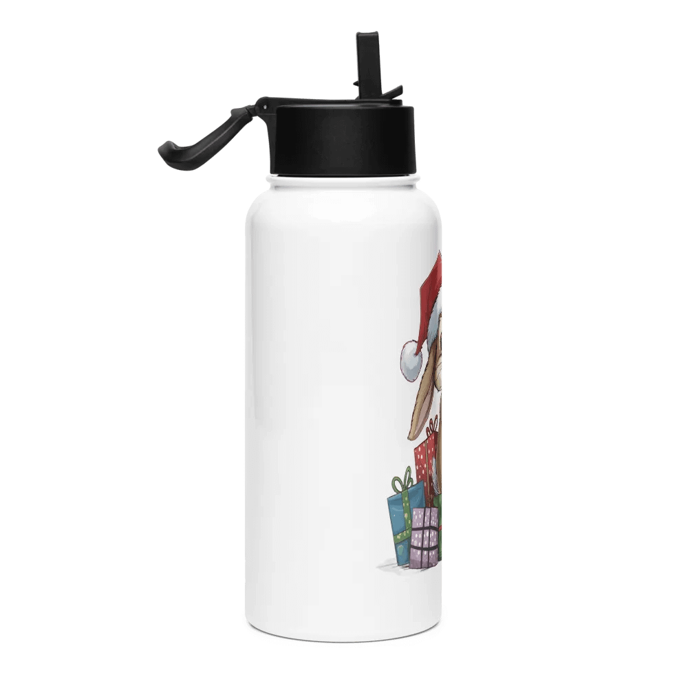 Santa Bunny Stainless Steel Water Bottle with a Straw Lid product image (4)