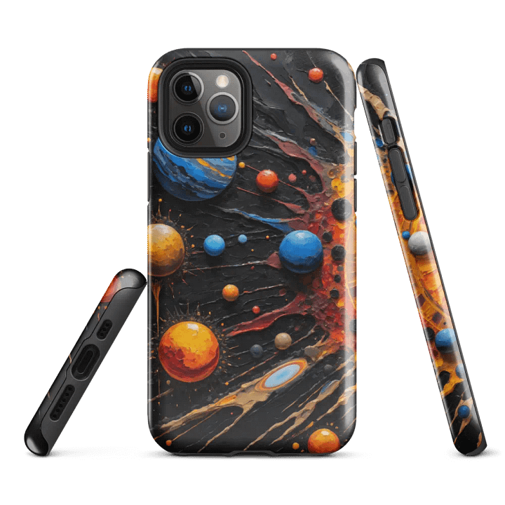 Tough Phone Case for iPhone® - Abstract Palette Knife Oil Painting of a Solar System product image (1)