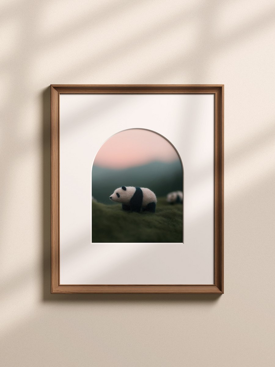 Cozy Calming Felted Panda Bear Art Print product image (8)