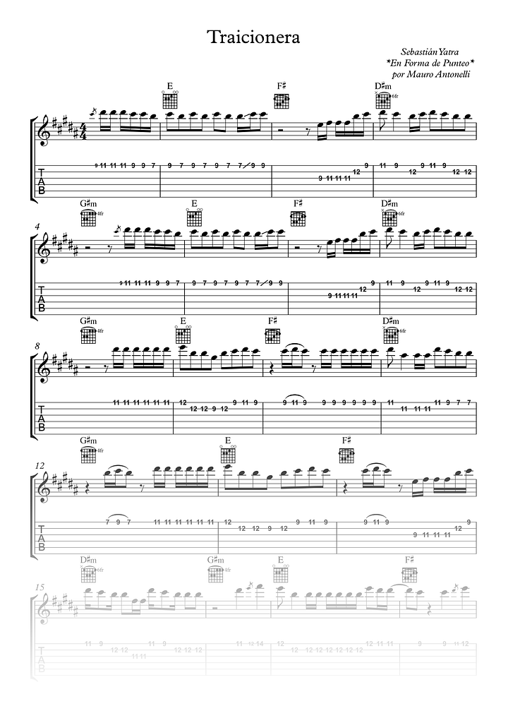 Traicionera - Partitura + Tab + Acordes + Pista product image (1)