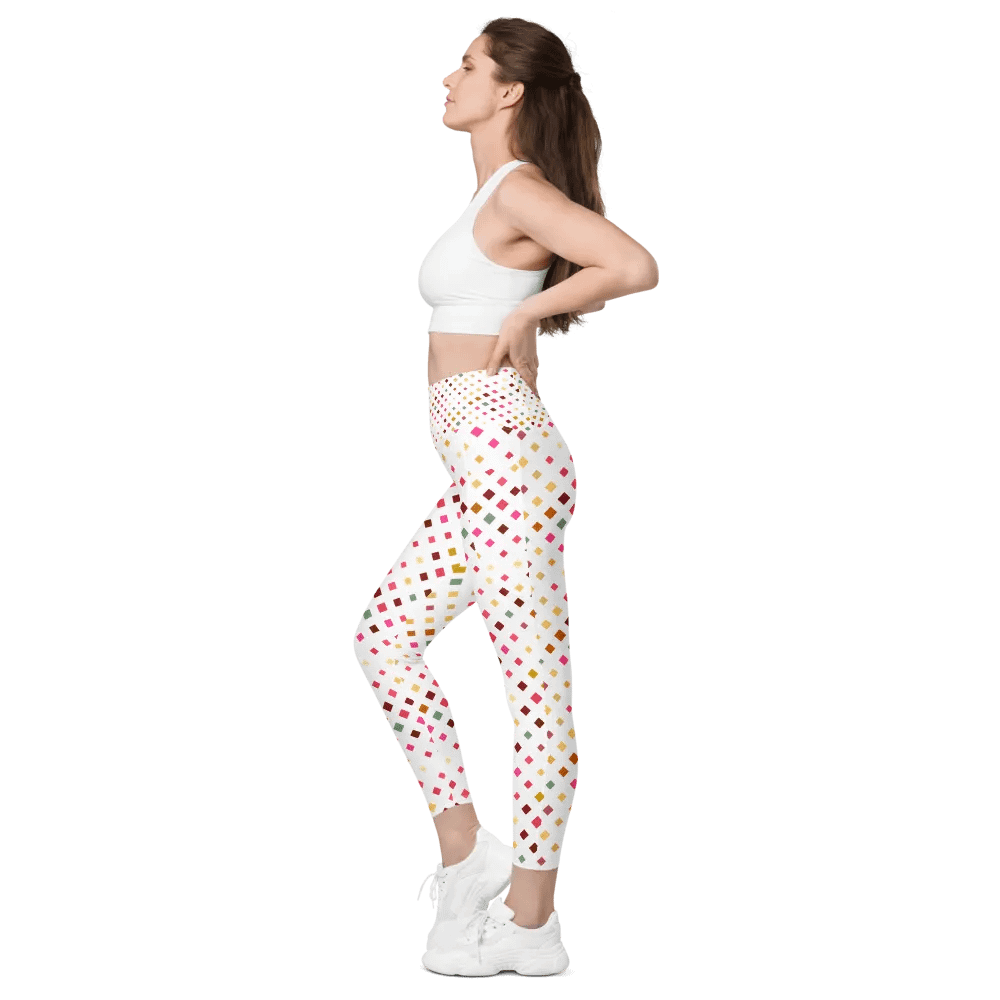 Colorful Square Pattern Design Leggings with Pocket - v7 product image (10)