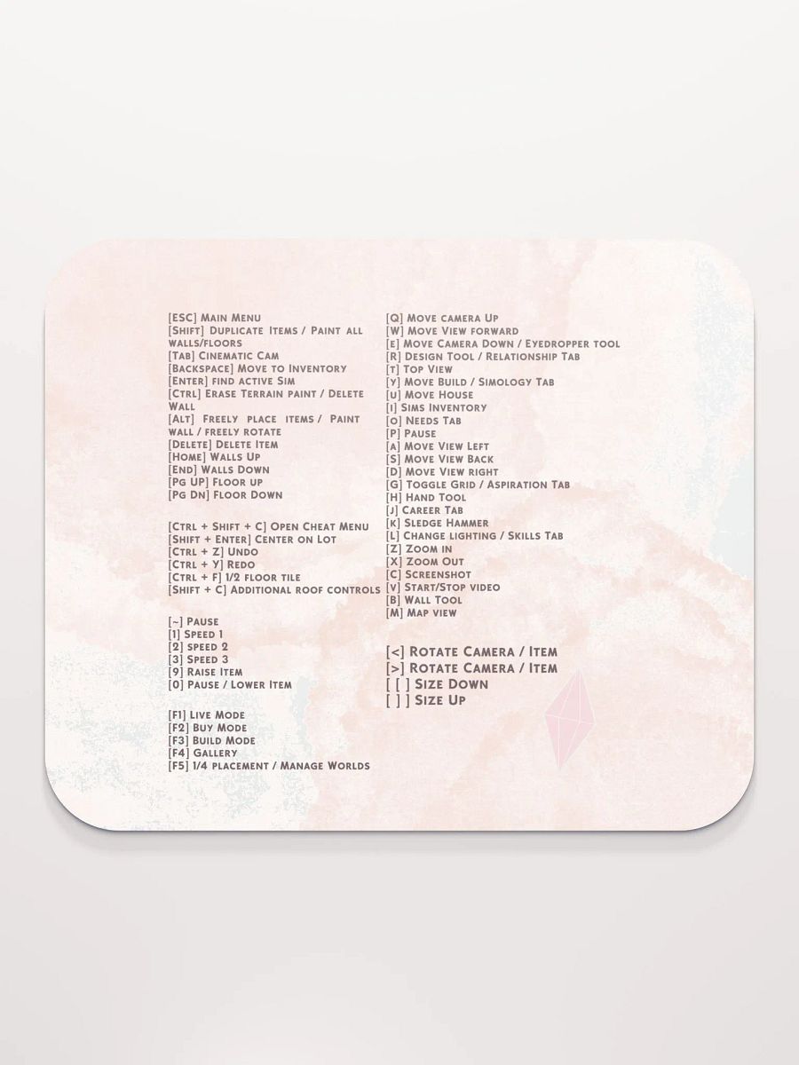 Pink Cloud Sims Hotkeys Mousepad product image (3)