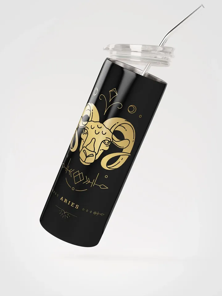 Celestial Golden Aries Zodiac Stainless Steel Tumbler - Embrace Cosmic Elegance! ♈ product image (2)