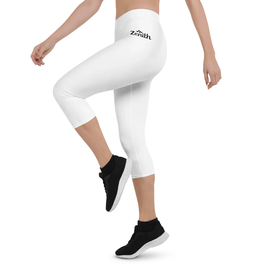 Zenith Women's White Capri Leggings with Mountain Logo product image (4)