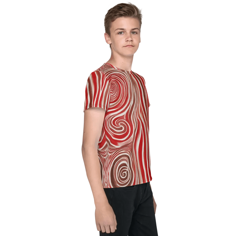 Funky Red Liquid Explosion Tie-Dye Youth Crew Neck Tee product image (4)