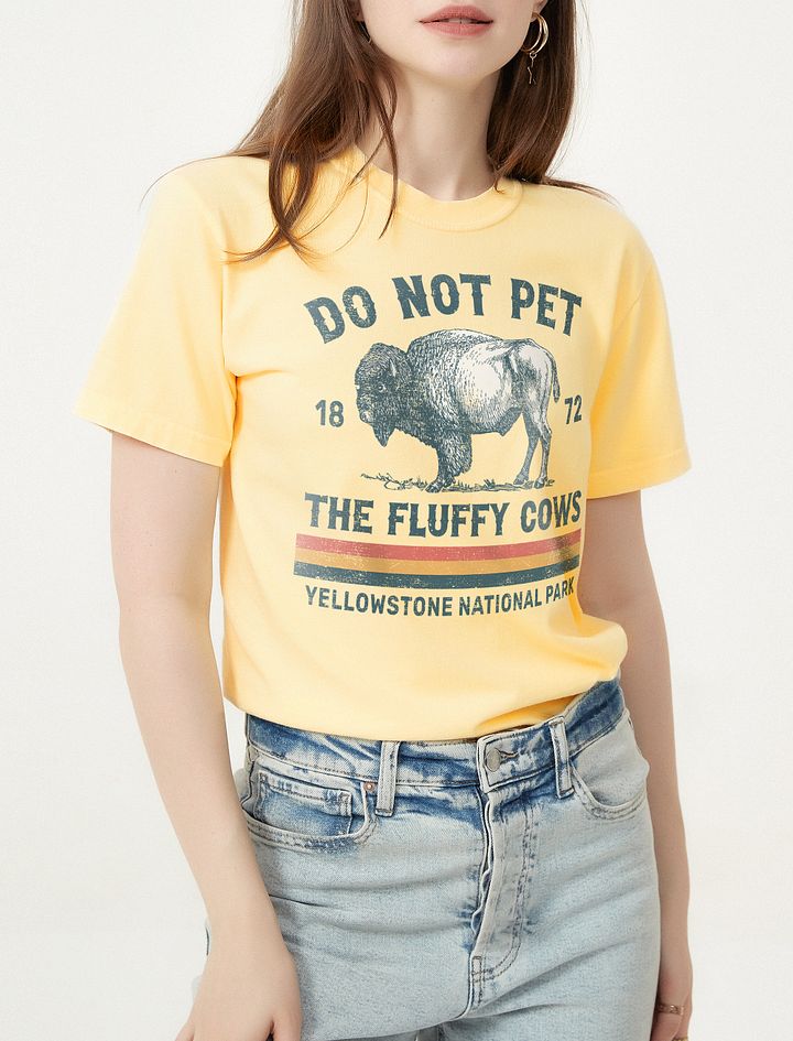 Do Not Pet the Fluffy Cows, Yellowstone National Park Tee | Retro-Style Western T-Shirt for Travel and Road Trips product image (1)