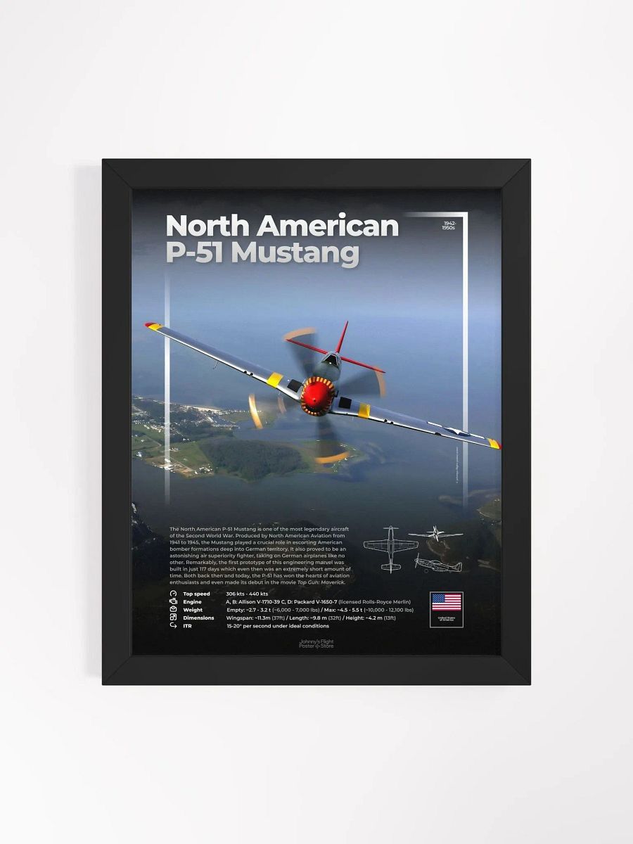 North American P-51 Mustang Aviation Spec Poster product image (1)