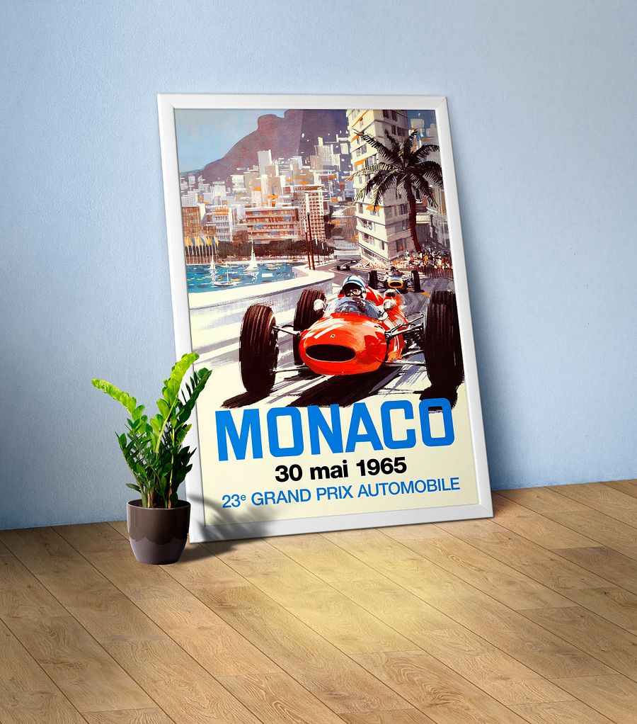 Monaco Vintage F1 Grand Prix, 1965 poster — Vintage Formula 1 poster, Monaco Grand Prix poster, retro travel poster, retro travel art product image (6)