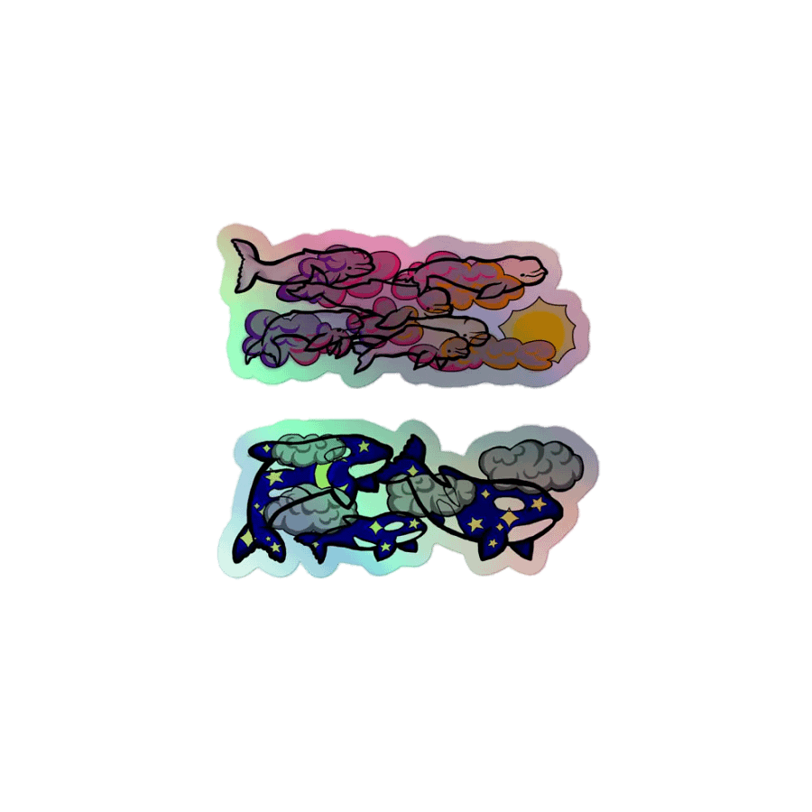 sunset beluga and midnight orca holographic sticker set product image (1)
