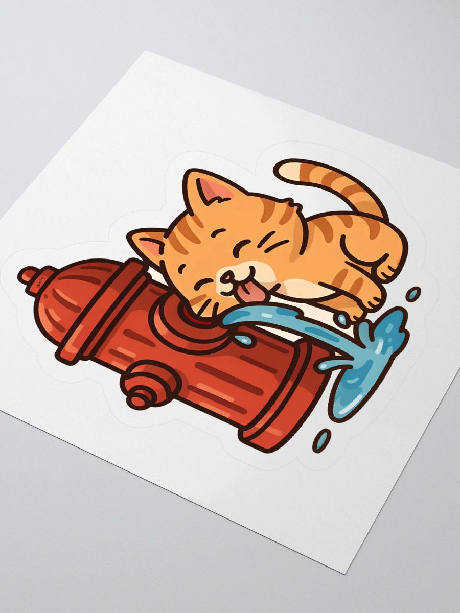 cat that likes water sticker product image (9)