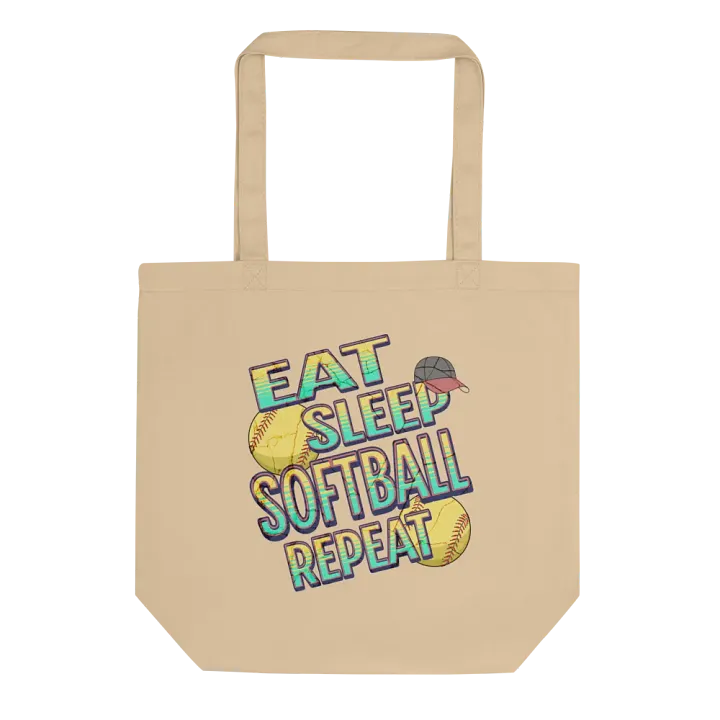 Eat Sleep Softball Repeat Colorful Statement Tote Bag product image (1)