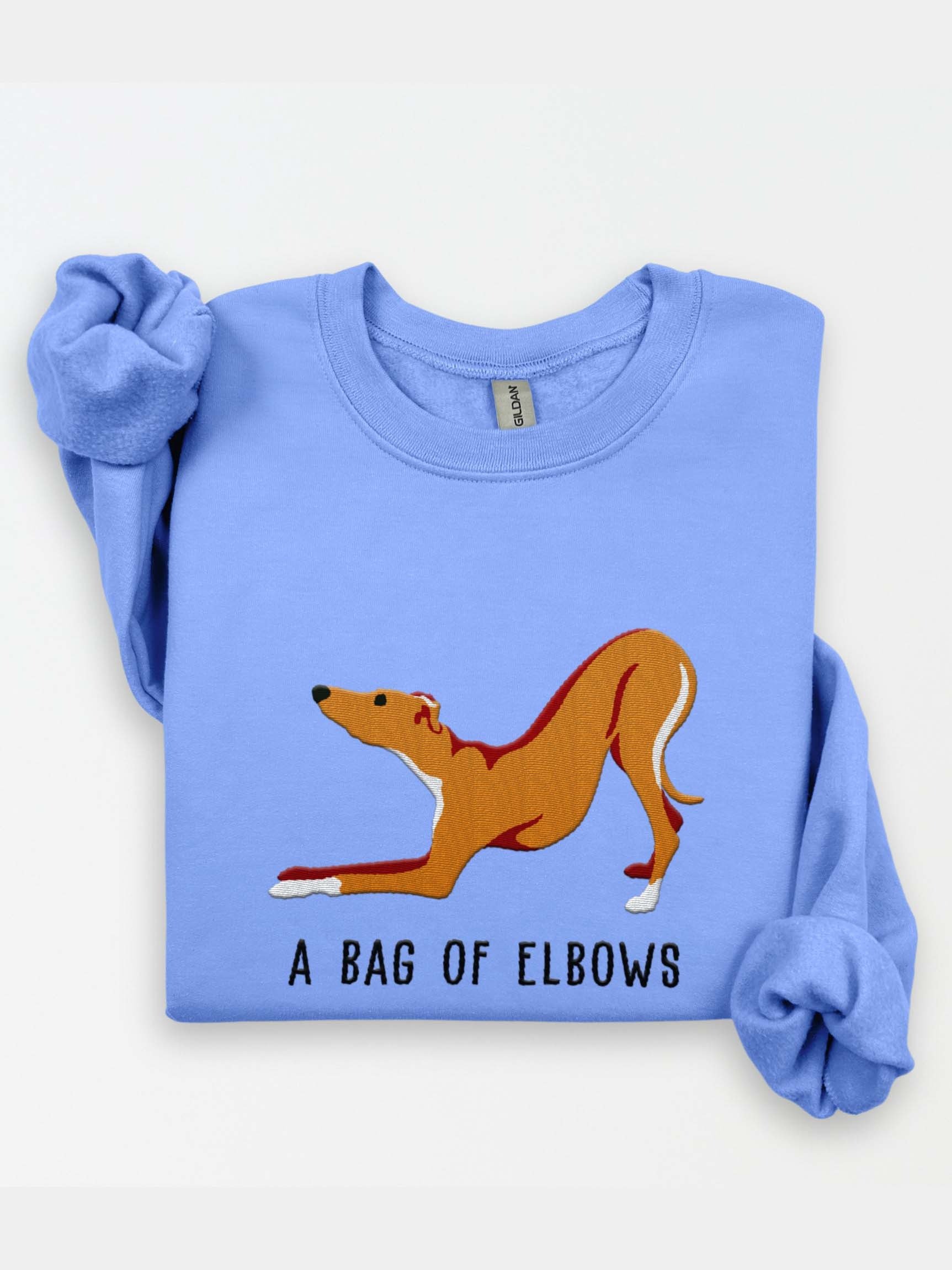 A Bag of Elbows Sweatshirt (Embroidered) of an Italian Greyhound(Tan) product image (1)