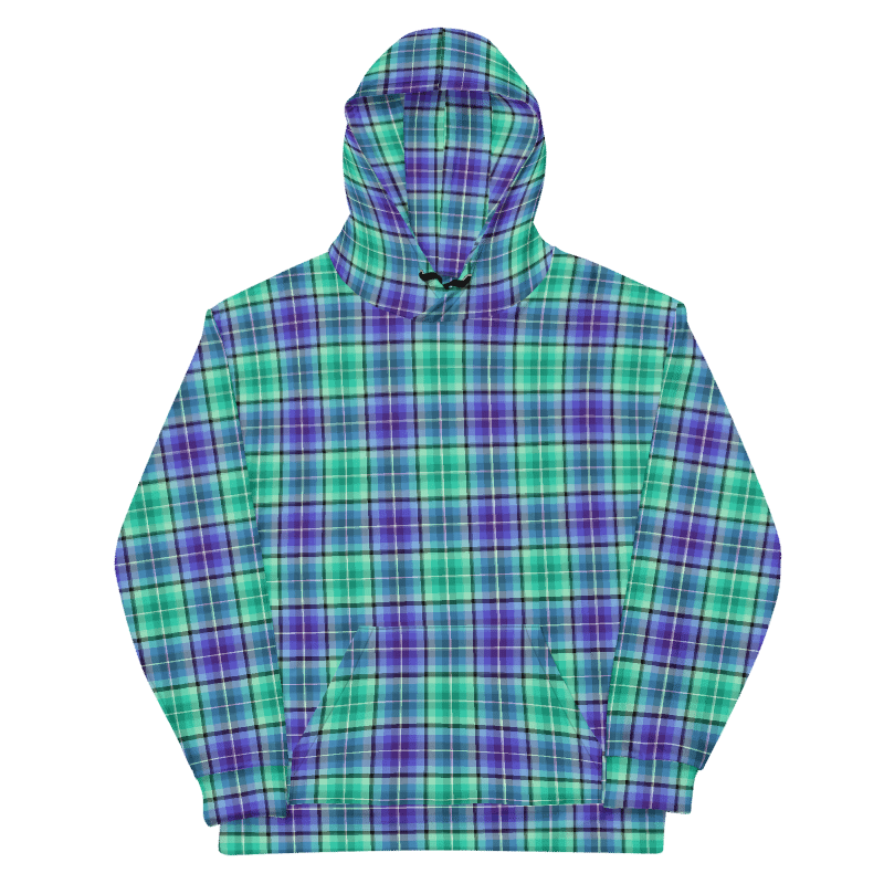 Bright Green and Purple Plaid Hoodie product image (6)