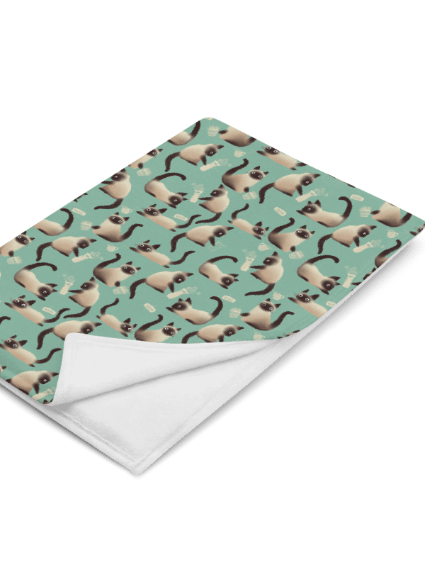 Bad Siamese Cats Knocking Stuff Over Throw Blanket, Mint product image (13)