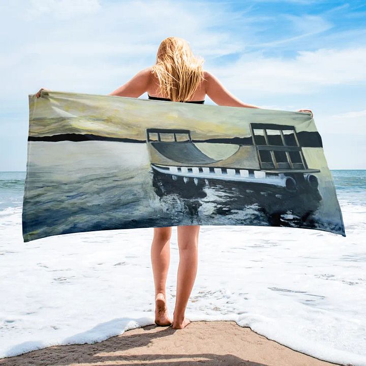 Rampboat painting beach towel product image (2)