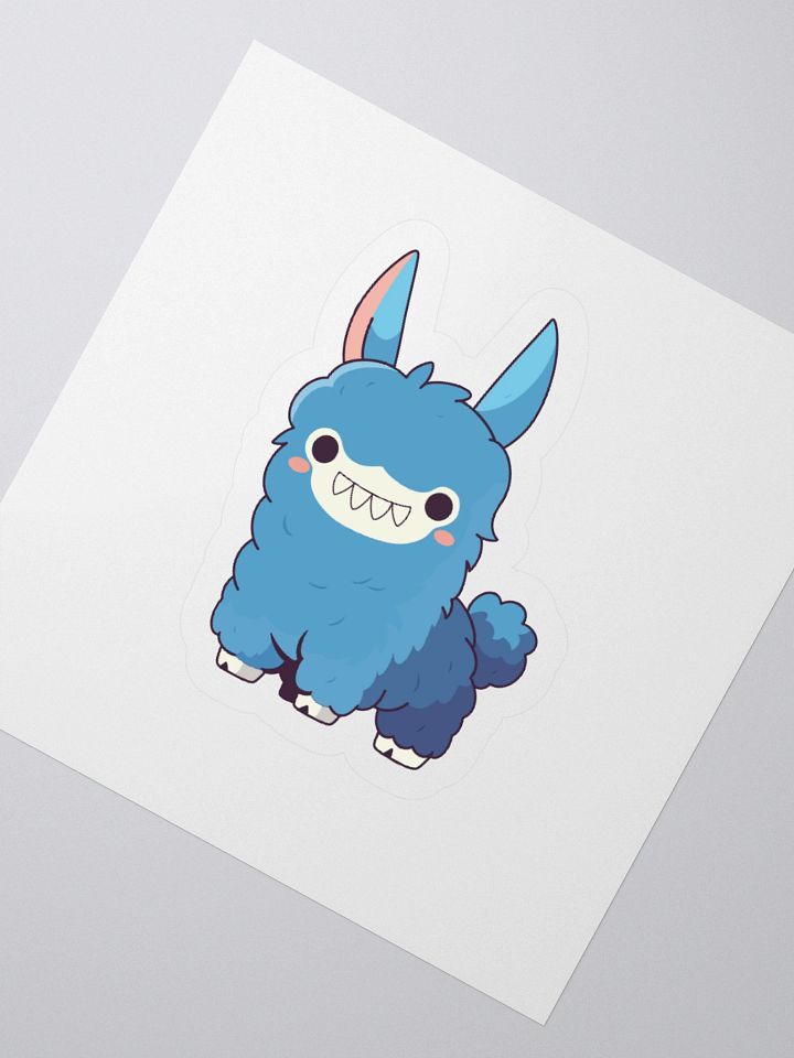Nibblin Alpaca Kiss Cut Sticker – Cute Blue Vinyl Alpaca Decal product image (2)