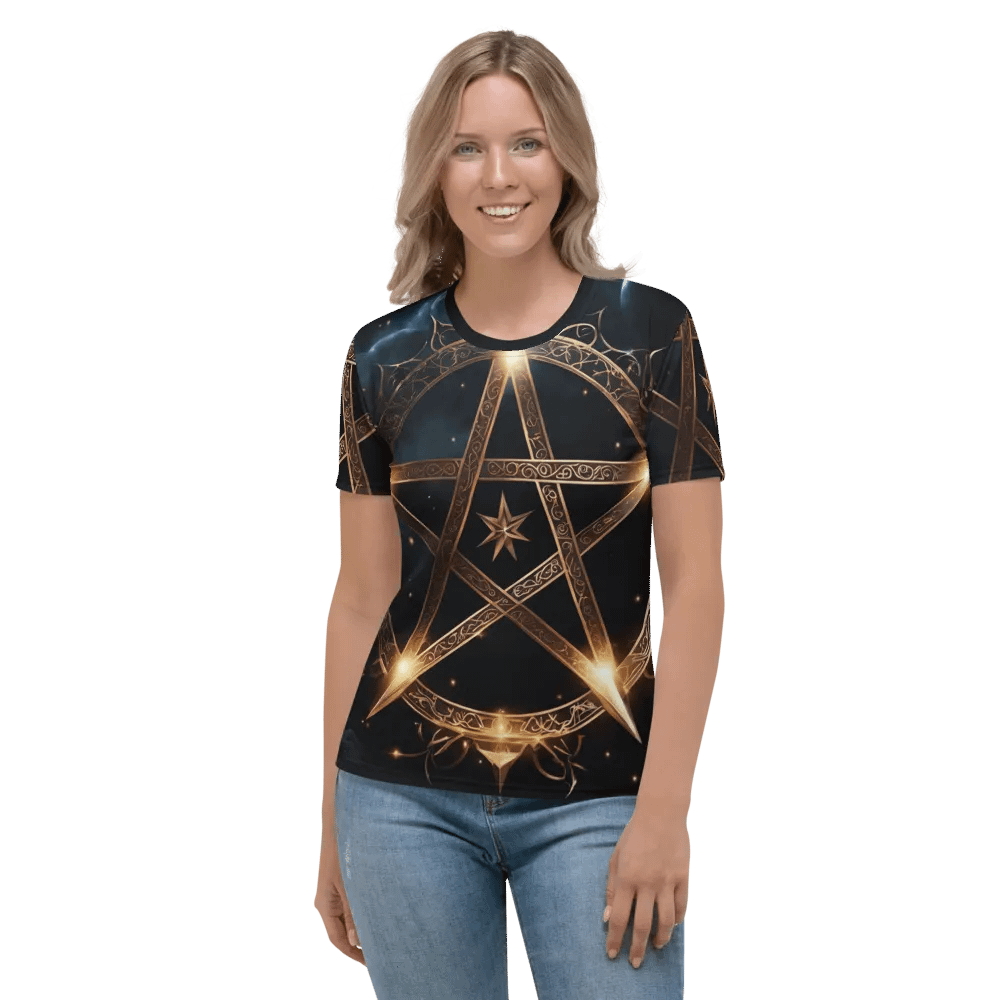 Black and Gold Star Symbology TShirt - all over print product image (2)