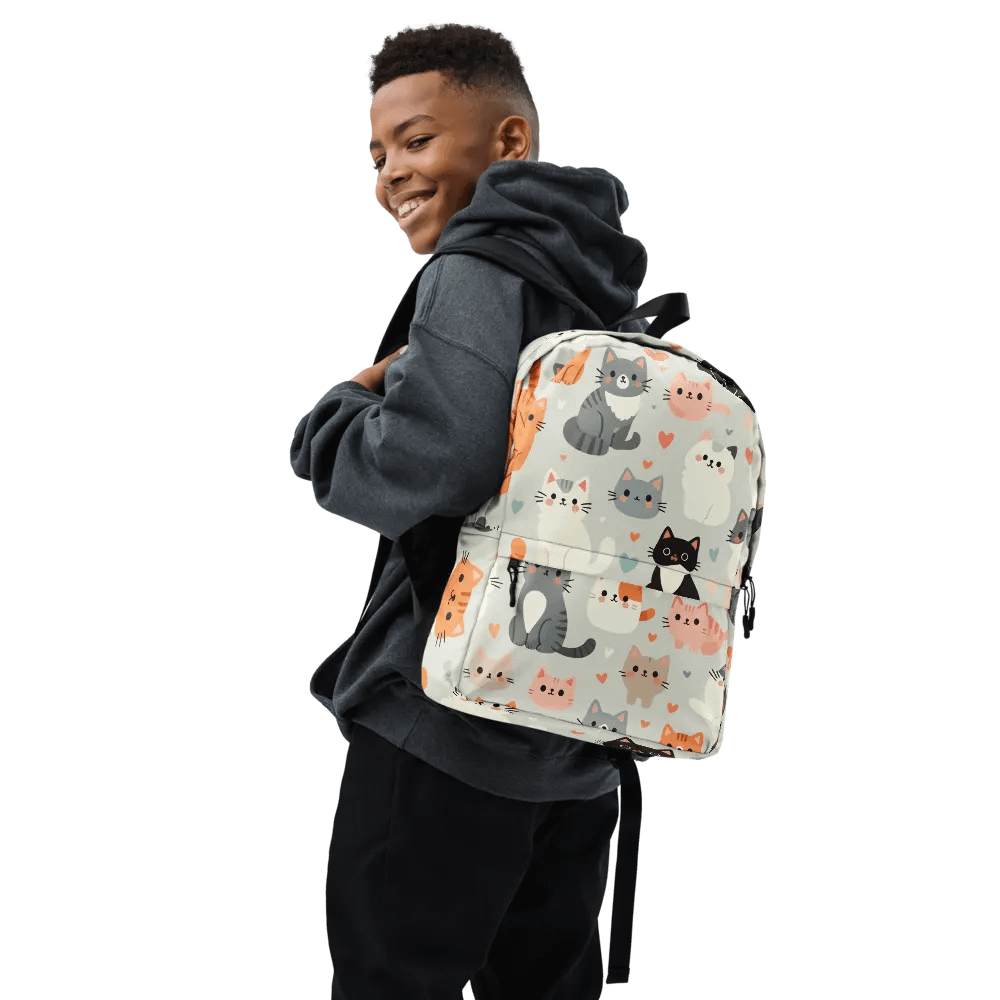 Pastel Cat Pattern Backpack product image (7)