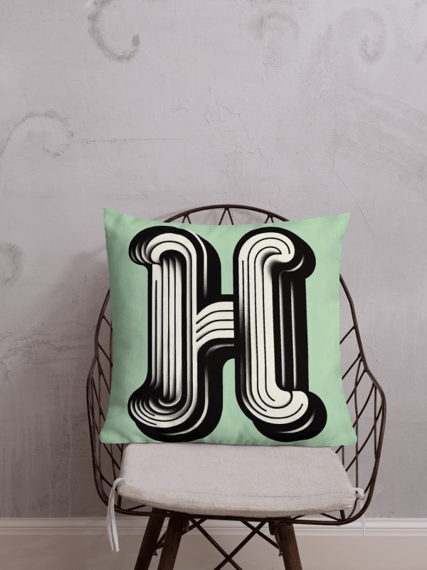 Dimensional H All-Over Print Pillow | AI Design initial H product image (1)