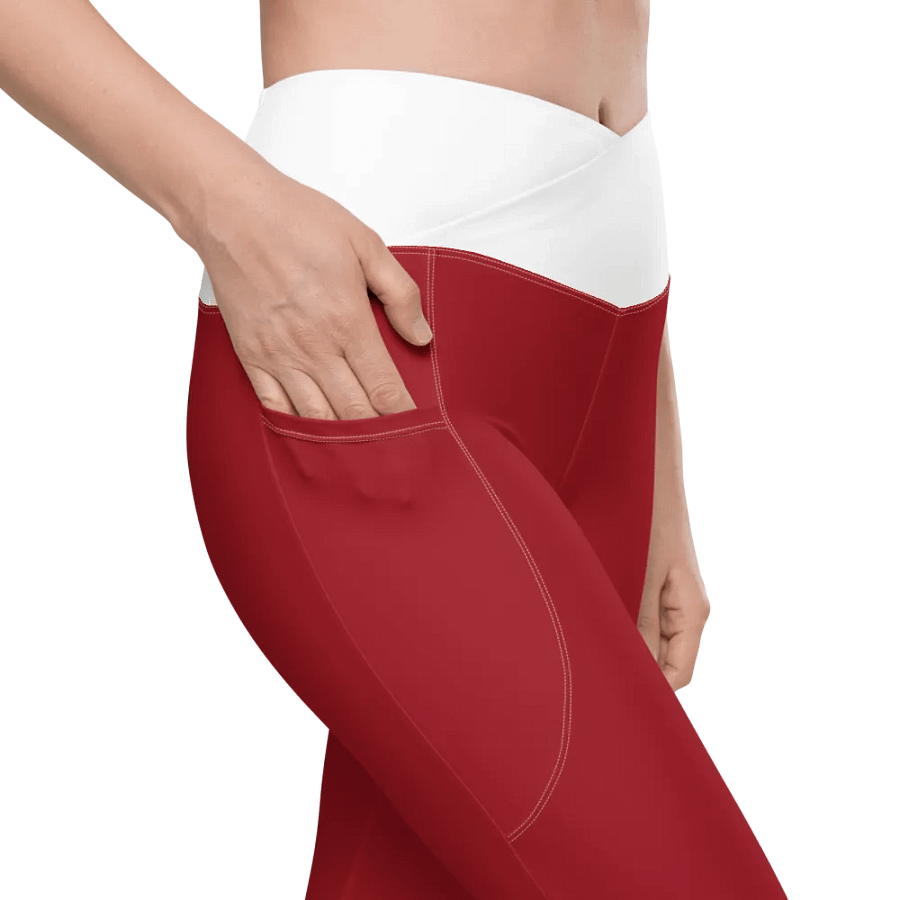 Women's Gingham Cherry High Waisted Leggings, Red product image (5)