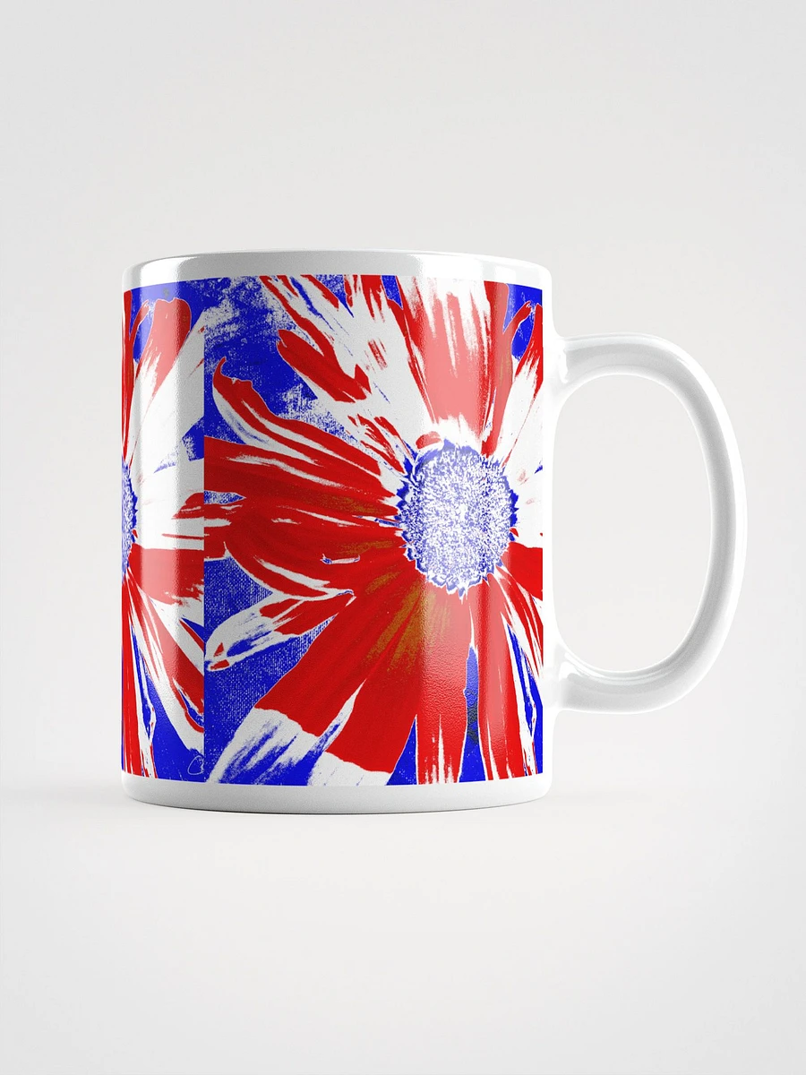 Navy, Red and White Daisy on Navy Abstract Background White Mug product image (1)