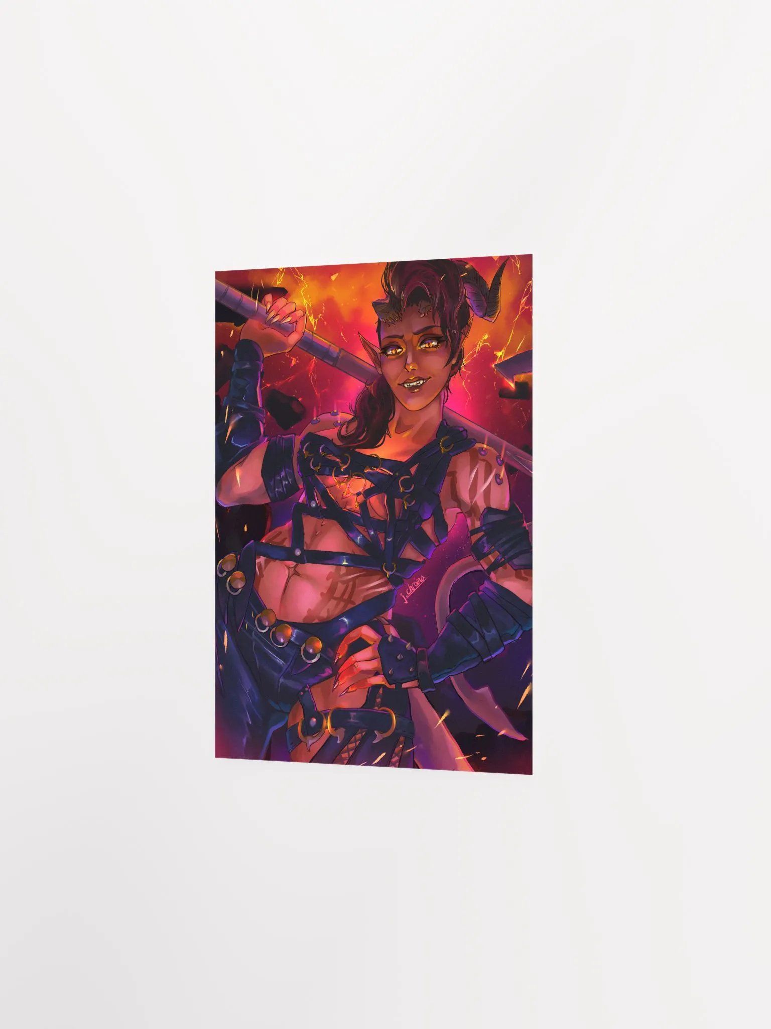 Fury of Avernus - Tiefling Barbarian Video Game Poster - 11x14" Art Print by CosmicChroma product image (2)