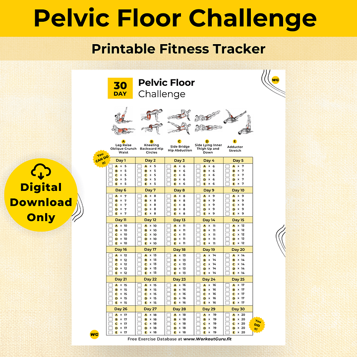 30 Day Pelvic Floor Challenge - Printable Workout Tracker product image (1)