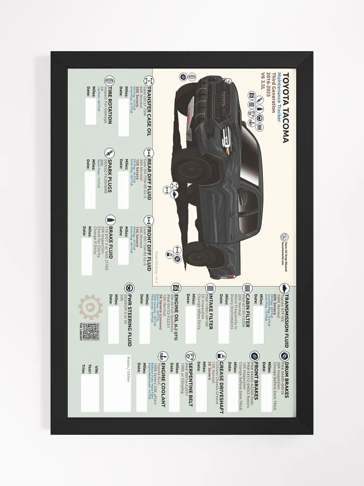 3RD GEN MAINTENANCE TRACKER V1.2 - Black (FRAMED) product image (2)