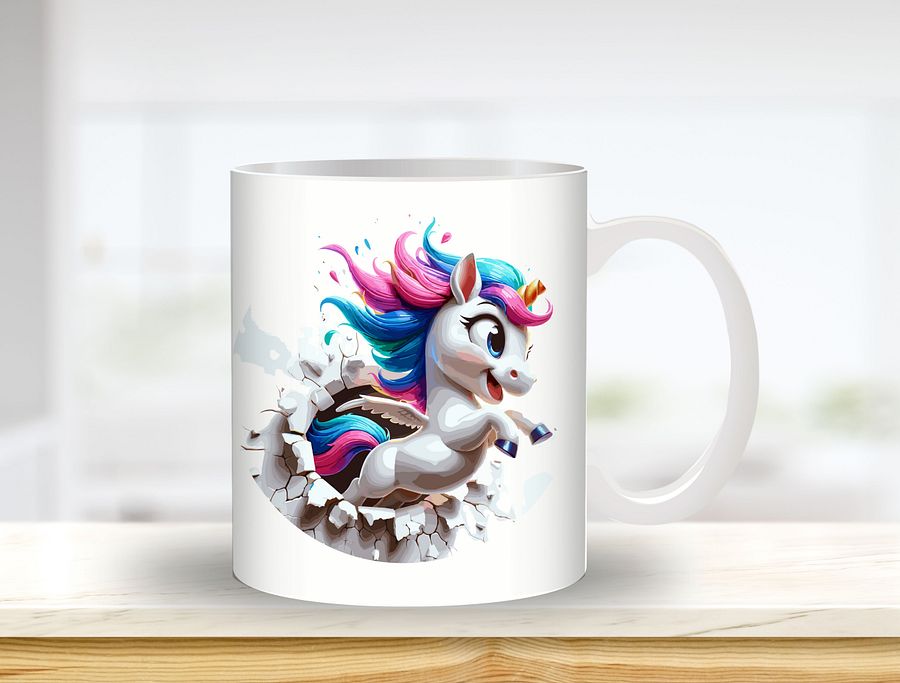 Unicorn Wall Breakthrough Sublimation Design, 11oz & 20oz Mug Template, Mug Wrap Template PNG, Digital Download product image (1)