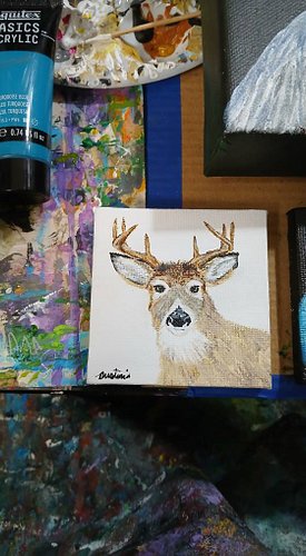 Finished 3 tiny paintings. Will join other art and be sold at the Dec 6th R. Jones Nursery & Landscape Center  holiday market...