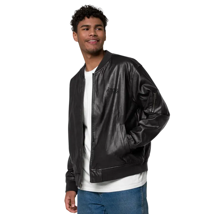 TDS Music Threadfast Faux Leather Bomber Jacket in Black and Brown (XS-3XL) product image (1)