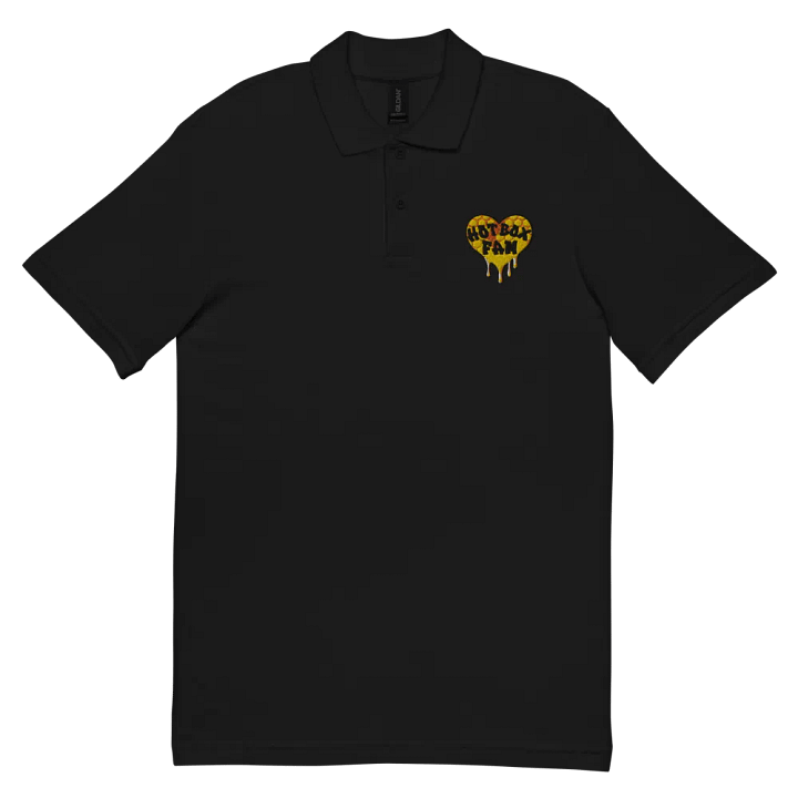 UNISEX HOT BOX FAM GOLD HEART LOGO BLACK POLO product image (2)