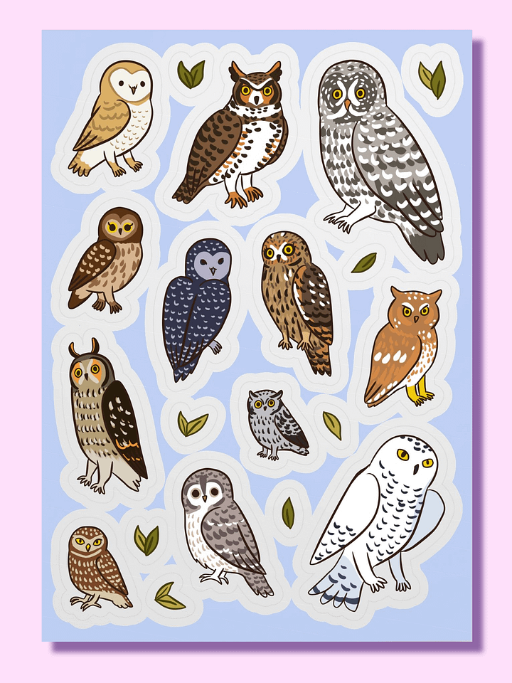 Whimsical Owl Collection Sticker Sheet product image (1)