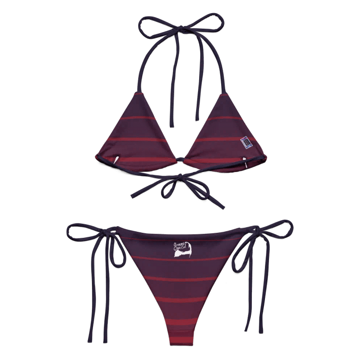 Purple Stripes String Bikini Set – BOURNE to Cape Cod™ | White Logos product image (2)