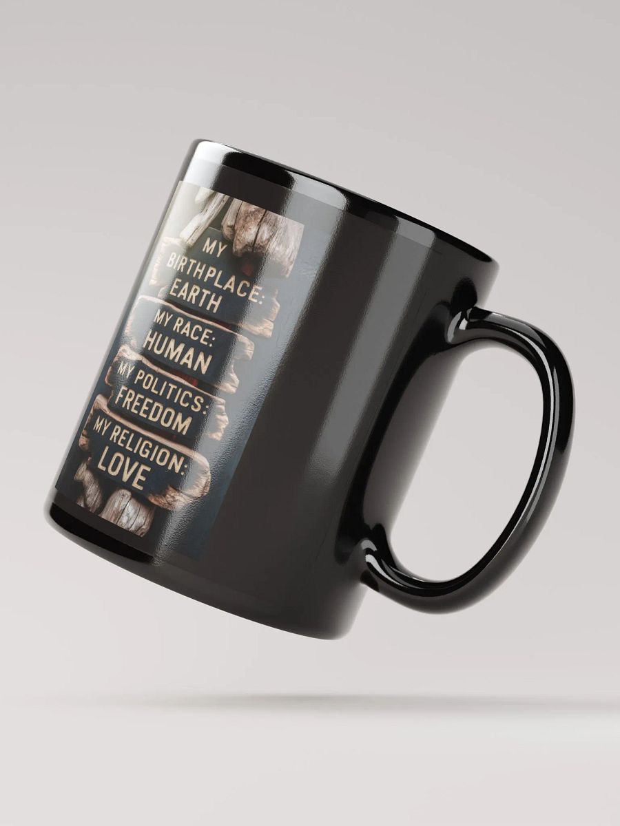 Earth, Human, Freedom, Love #Motivational Glossy Mug - Black product image (2)