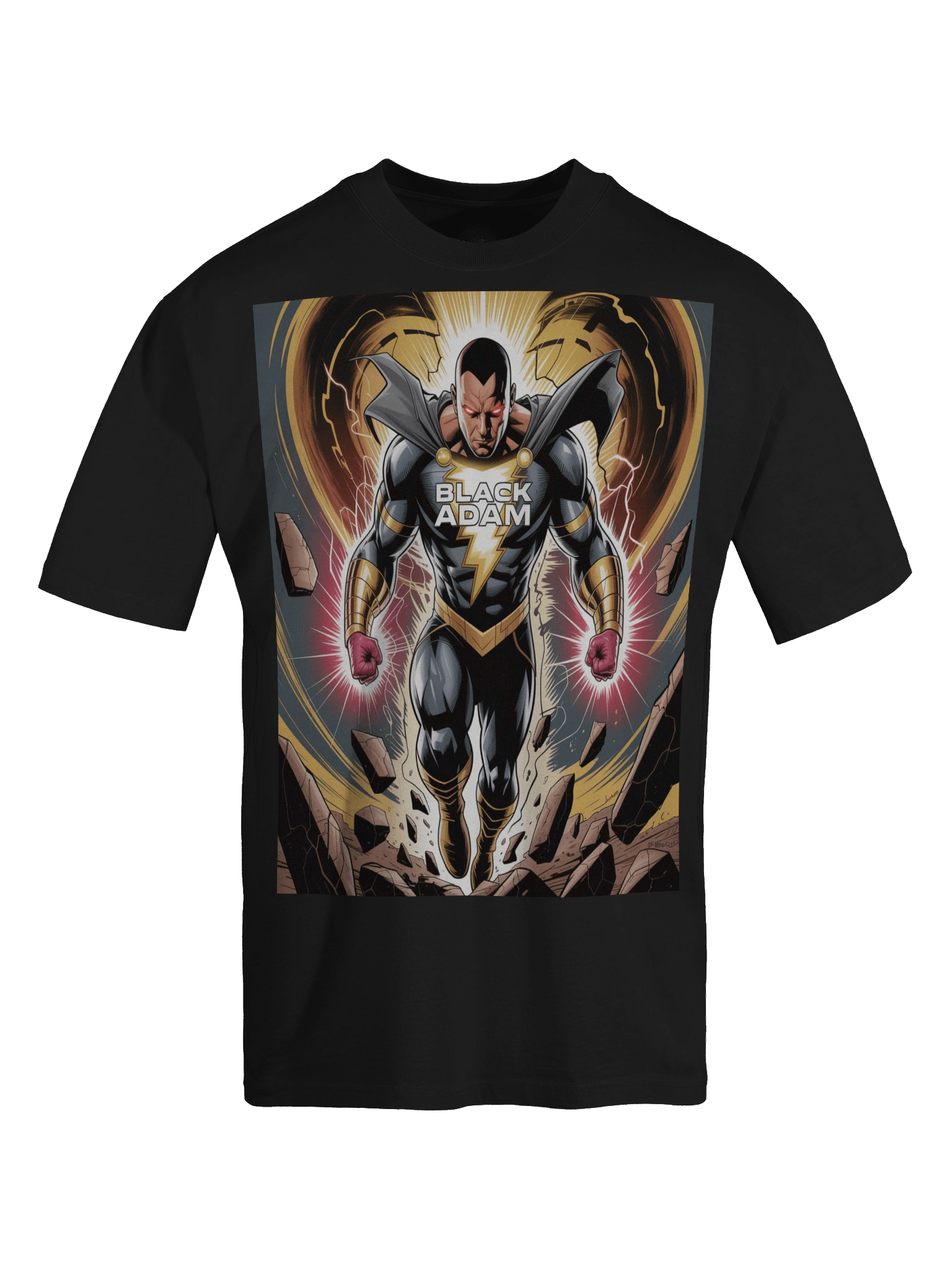 Black Adam Kahndaq Fury Oversized Faded T-Shirt – Shazam Lightning Eclipse product image (1)
