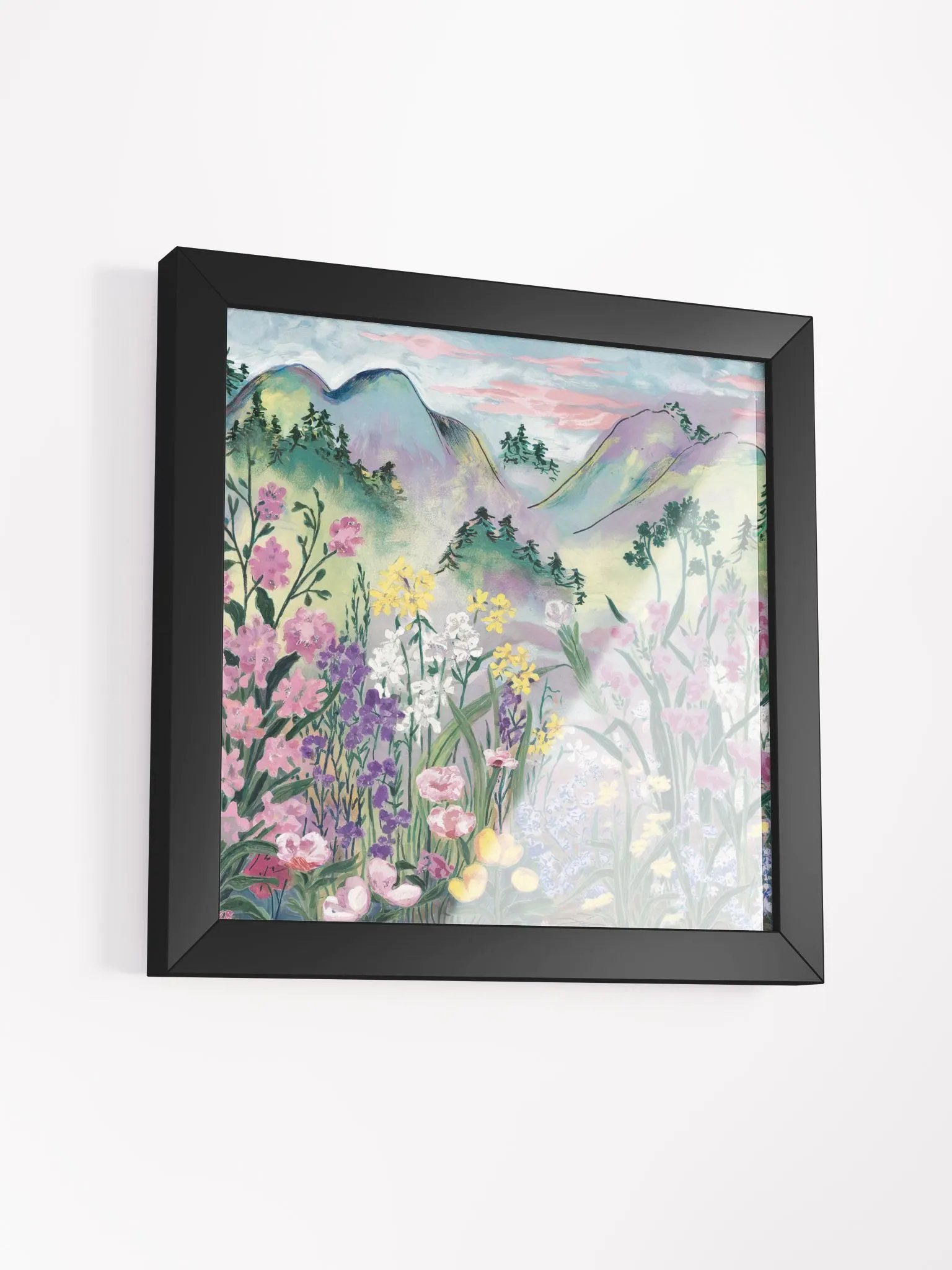 Cool Nature Artwork - Unique Artwork For Walls - Watercolor Mountains Wildflowers Trees product image (34)
