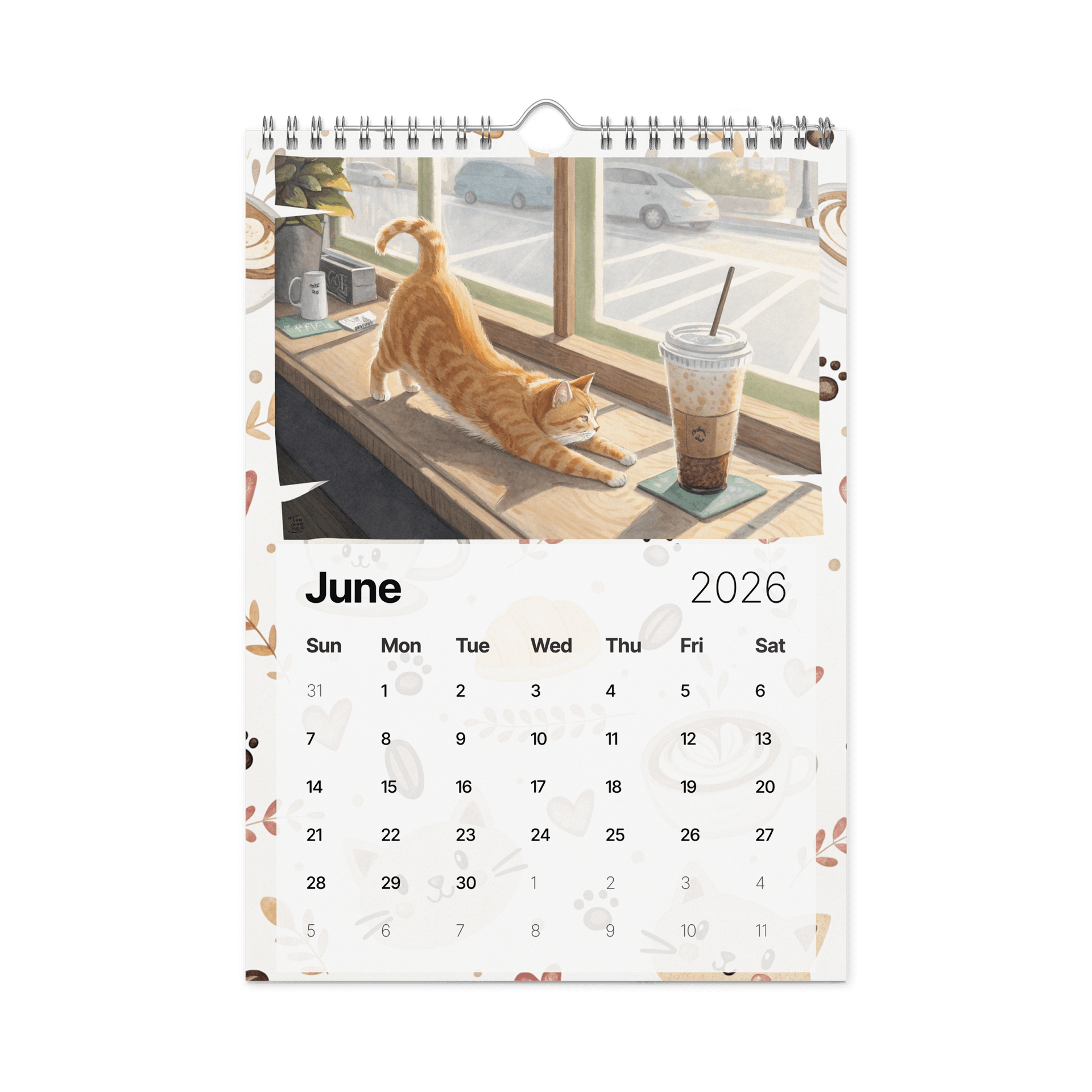 Coffee with Cats Wall Calendar 2026 – Cozy Watercolor Scenes of Cats, Coffee & Comfort product image (8)