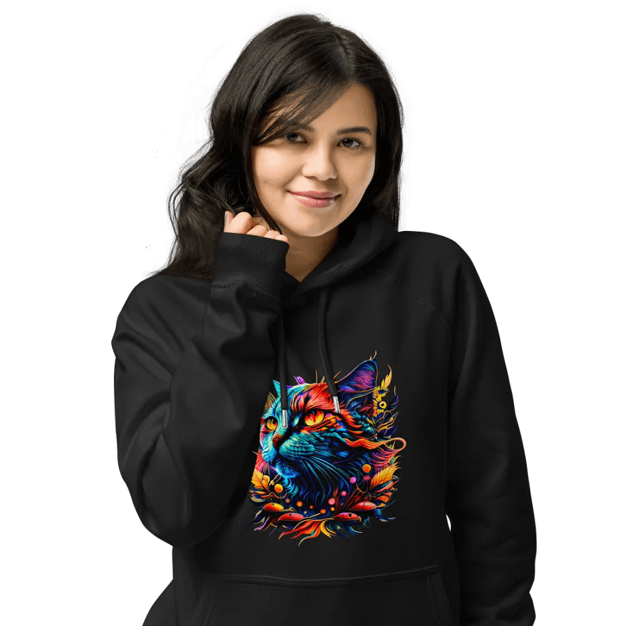 [Trippy Cat] - Unisex Eco Raglan Hoodie product image (16)